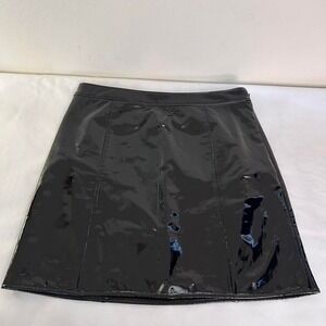 Black patent faux leather mini skirt women's 12